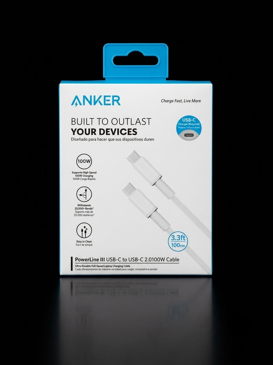 Anker PowerLine III USB-C to USB-C Cable 100W – 3.3ft / 100cm