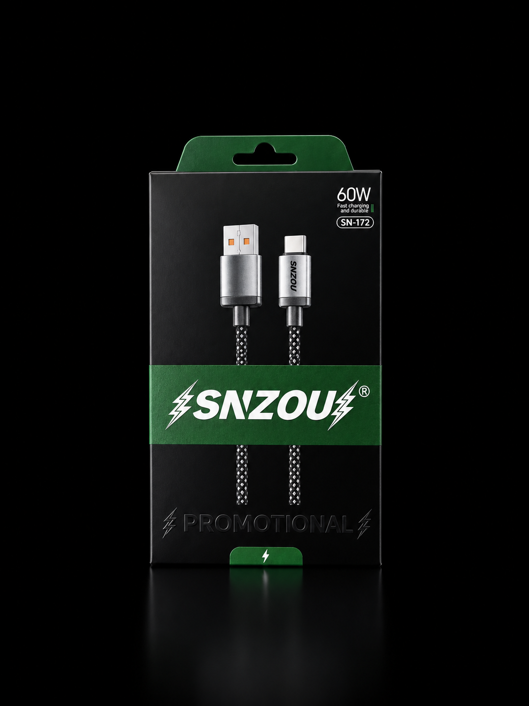 SNZOU SN-172 — 60W Fast Charging USB-A to USB-C Braided Cable (1M)